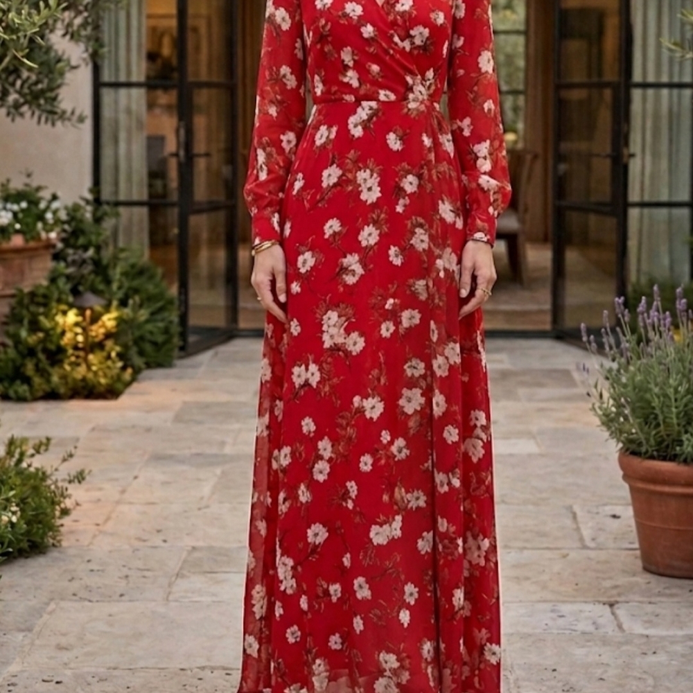 Indigo Rose Red Floral Blouse